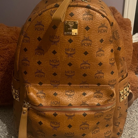 ****SOLD****Authenic MCM Cognac Backpack with Gold Studs - Picture 3 of 8